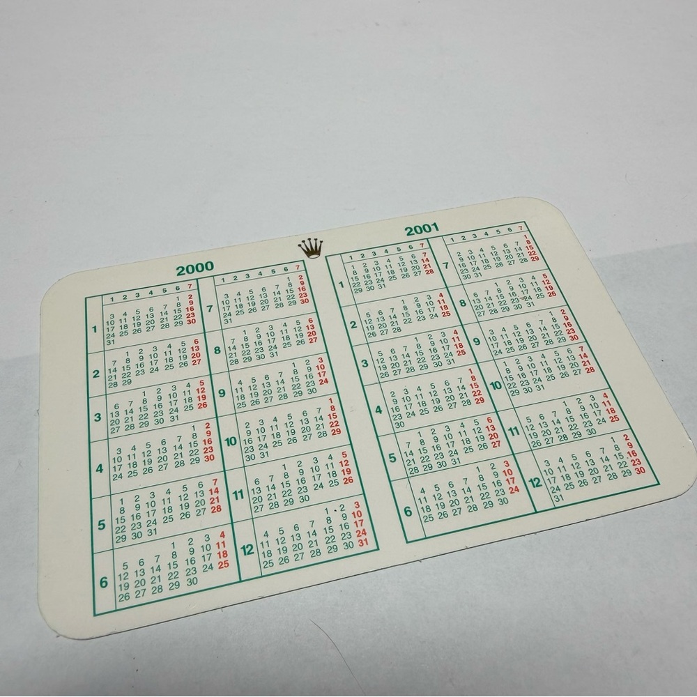 ROLEX Calendar 2000-2001 year